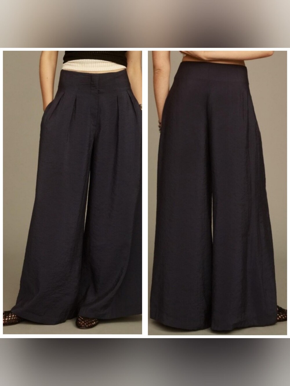 By Anthropologie High Rise Pleated Wide Leg Trousers Size 8